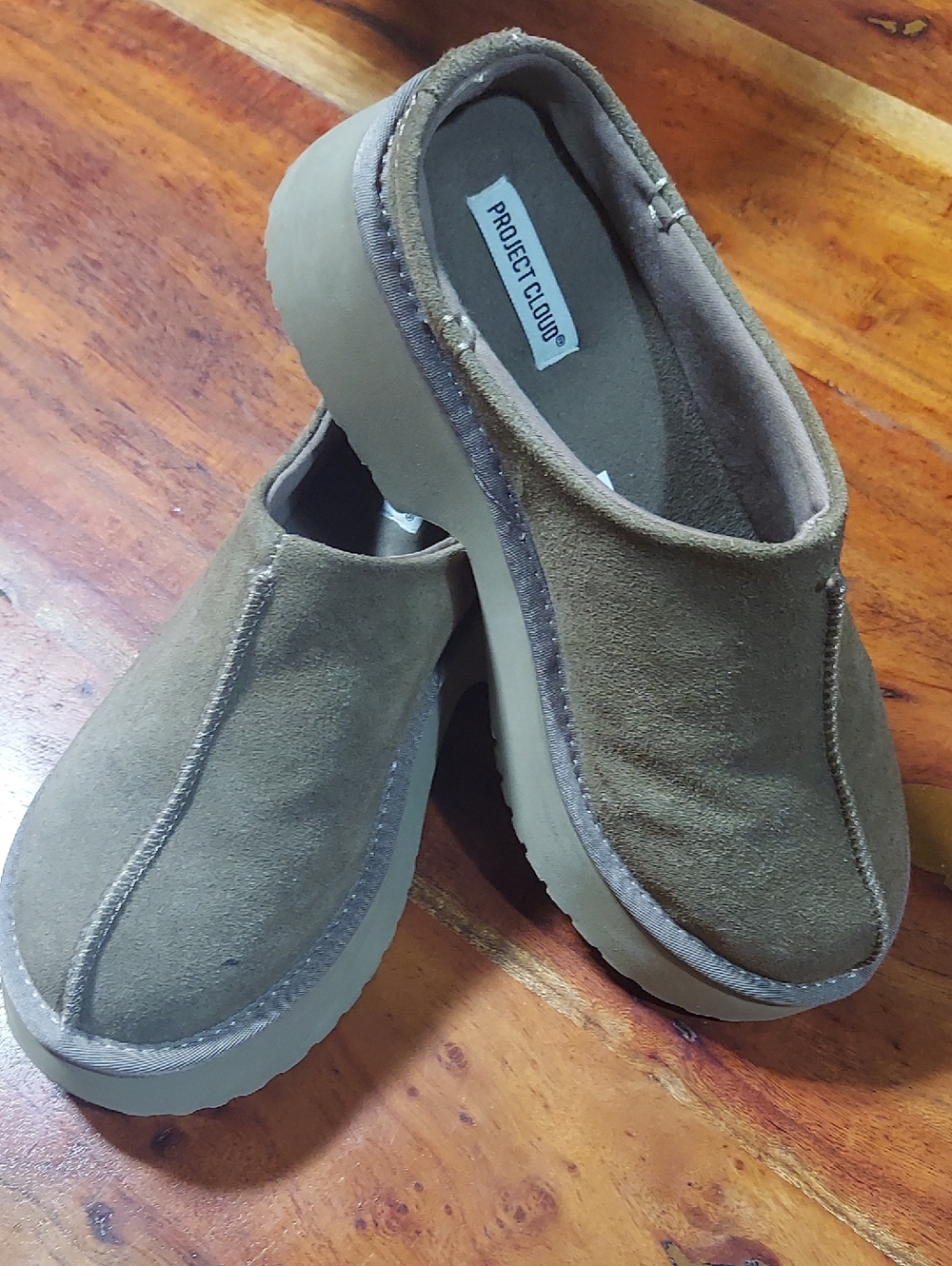 PROJECT CLOUD Olive Suede Clog Mules